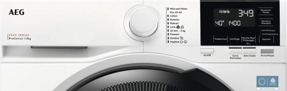 AEG LR6FG94 Serie 6000 ProSense® Lavatrice cm. 60 - capacità 9 kg - bianco