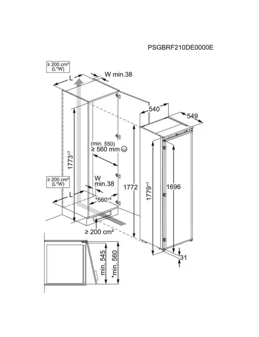 AEG NSF6D181DS Serie 6000 Dynamicair Frigorifero con congelatore da incasso cm 55 h. 177 - lt. 264
