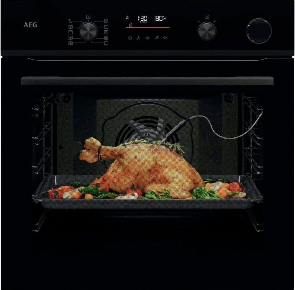 AEG NBR6P531SB 6000 SenseCook Forno a vapore pirolitico, con SteamCrisp, 72 L, Wi‑Fi, nero
