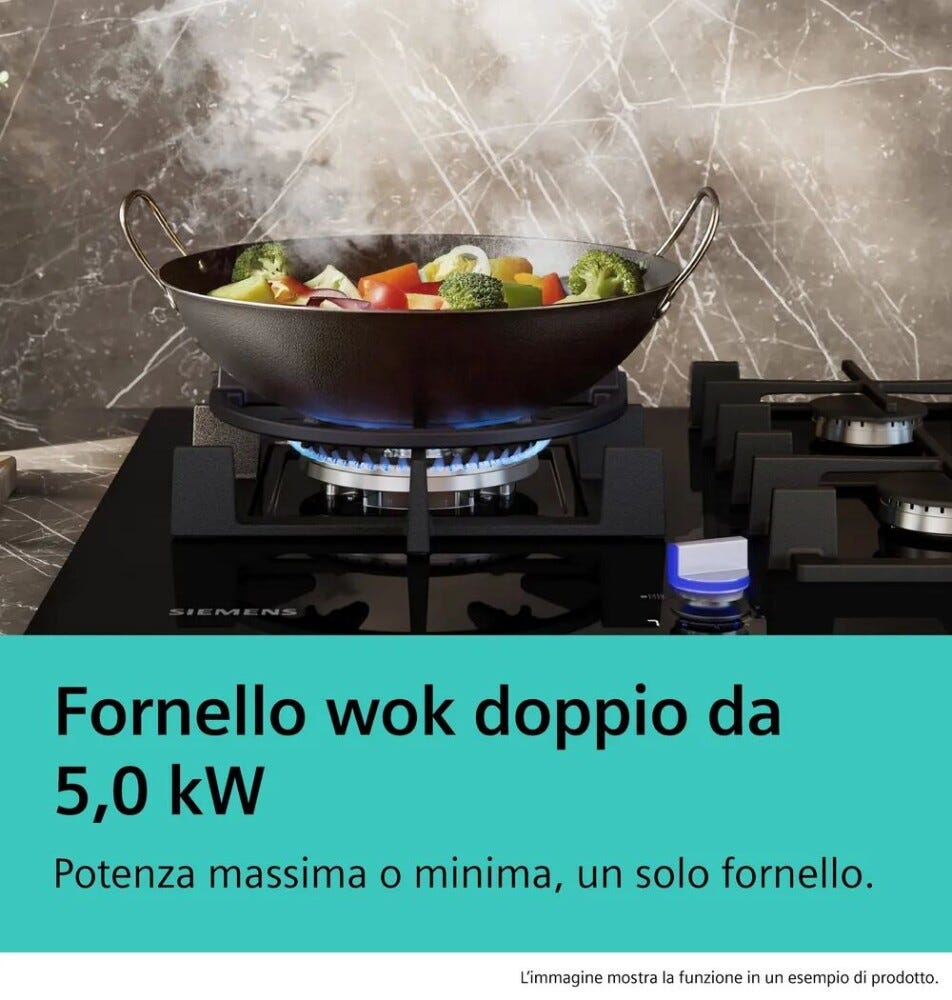 Siemens ER9A6SH40 iQ700 Piano cottura a gas cm. 92 - vetro nero