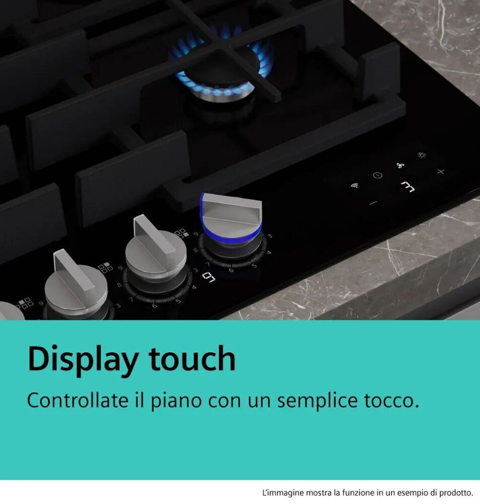 Siemens ER9A6SH40 iQ700 Piano cottura a gas cm. 92 - vetro nero