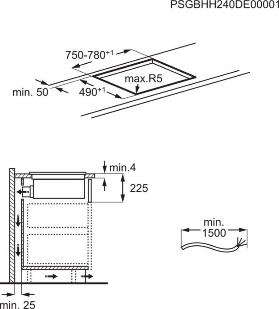 AEG NCH84C23CB serie 7000 SenseFry Piano cottura induzione con cappa integrata cm. 80