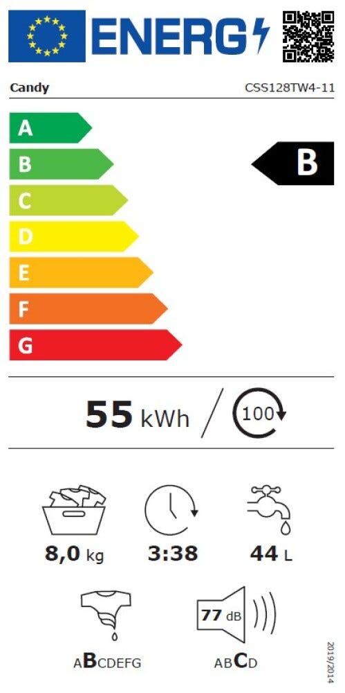 Candy CSS128TW4-11 Smart Lavatrice cm. 60 - capacità 8 kg - bianco