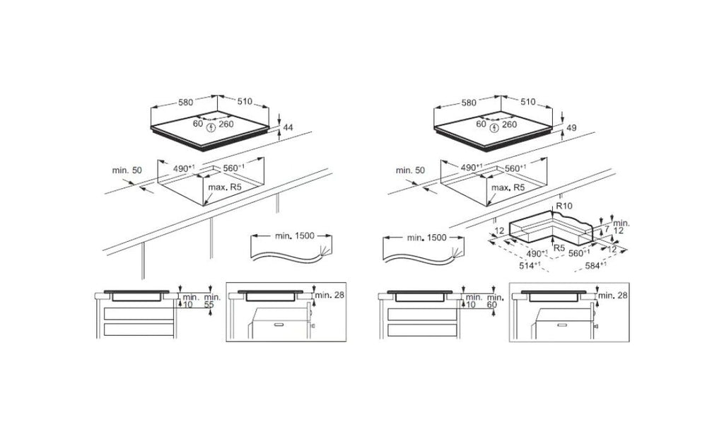 AEG NIO64B00IB Serie 6000 Bridge Piano cottura a induzione cm. 60 - nero