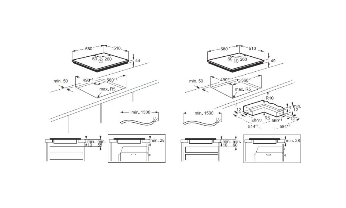 AEG NIO64B00IB Serie 6000 Bridge Piano cottura a induzione cm. 60 - nero