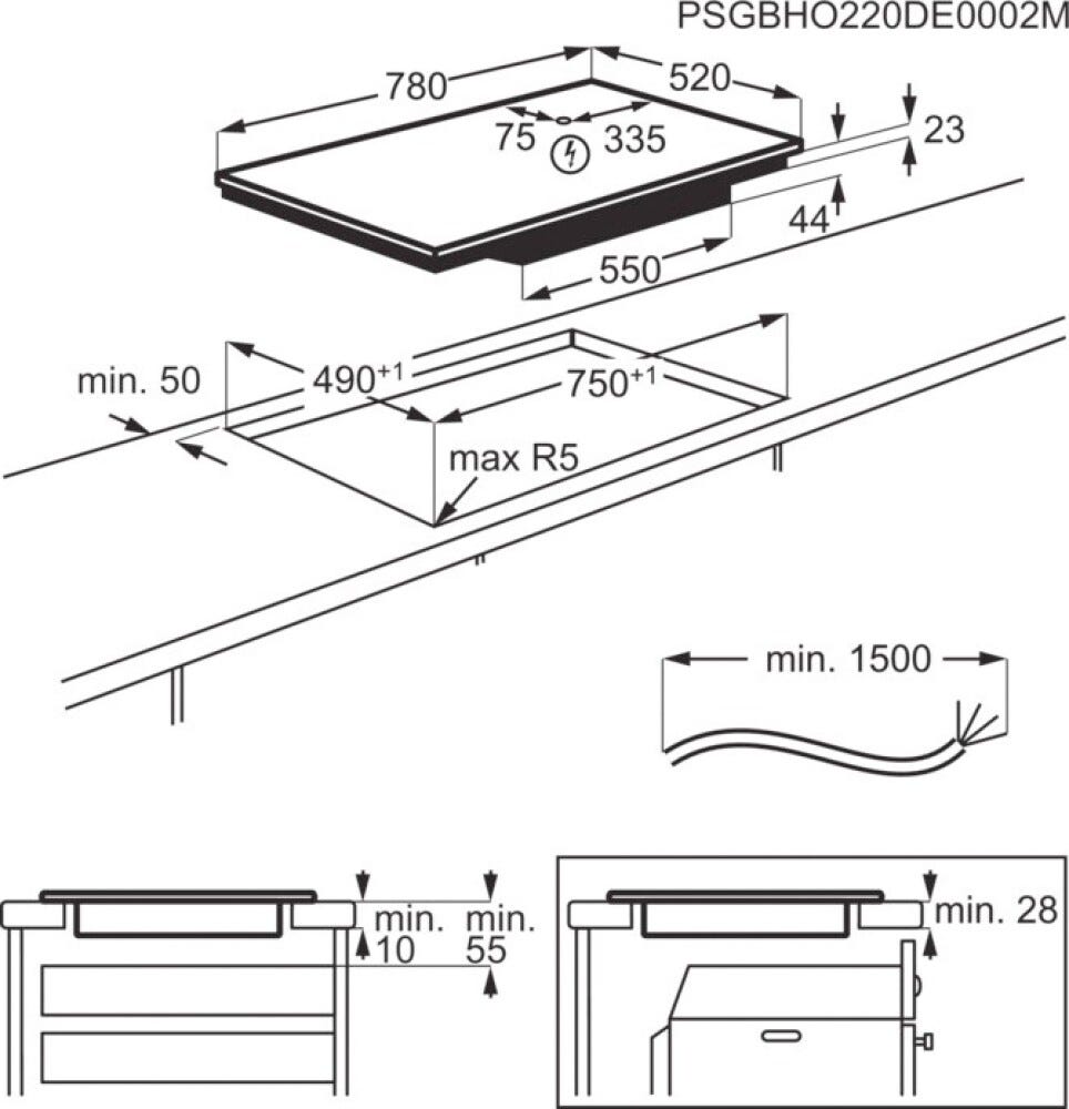 AEG NIO84B00FB Serie 6000 Bridge Piano cottura a induzione cm. 80 - vetroceramica nero