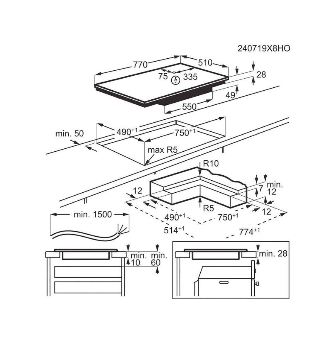 AEG NIO84B00IB Serie 6000 Bridge Piano cottura a induzione cm. 80 - vetroceramica nero