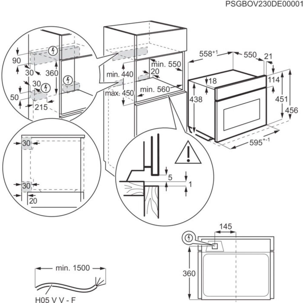 AEG NKO5N401B Serie 5000 Combiair Forno combinato a microonde cm. 60 h. 46 - nero