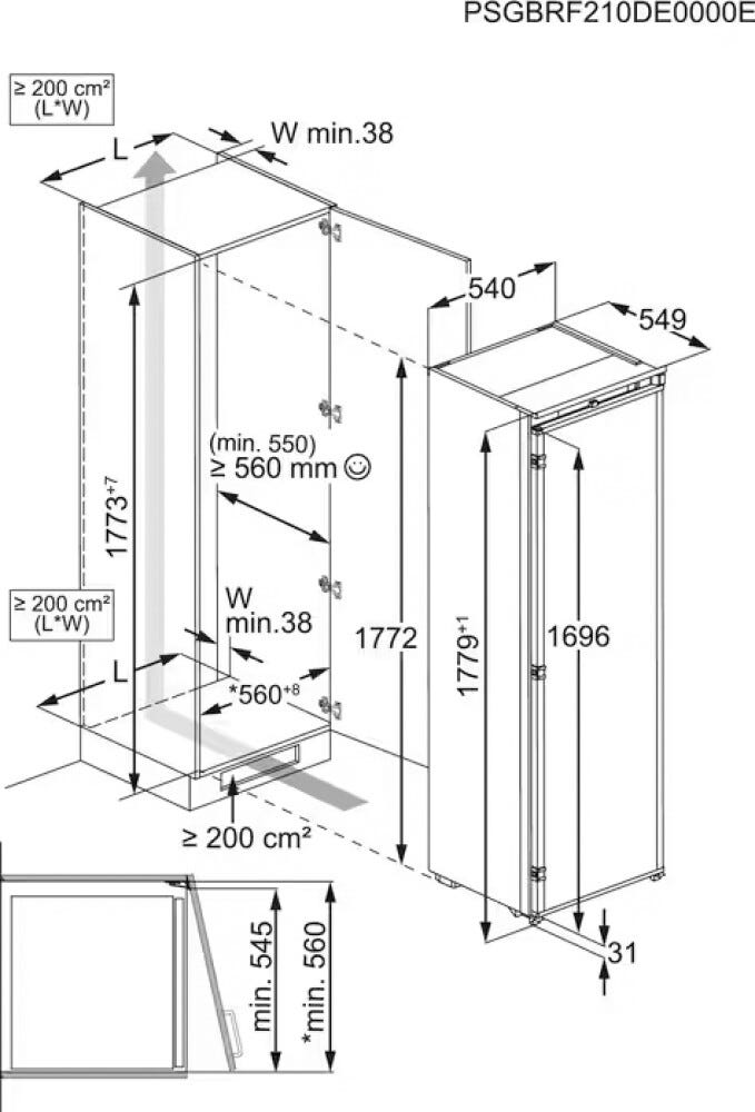 AEG NSK6F181DS 6000 Frigorifero da incasso, 307 L, Classe D, DynamicAir e CustomFlex