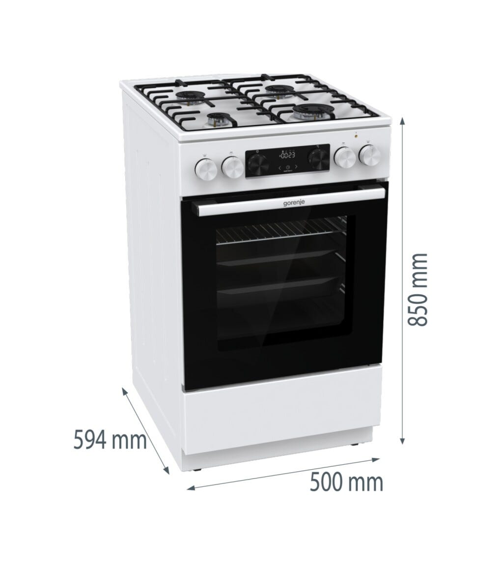 Gorenje GK5C42WH G600 Cucina da accosto cm. 50 - 4 zone a gas + 1 forno elettrico - bianco