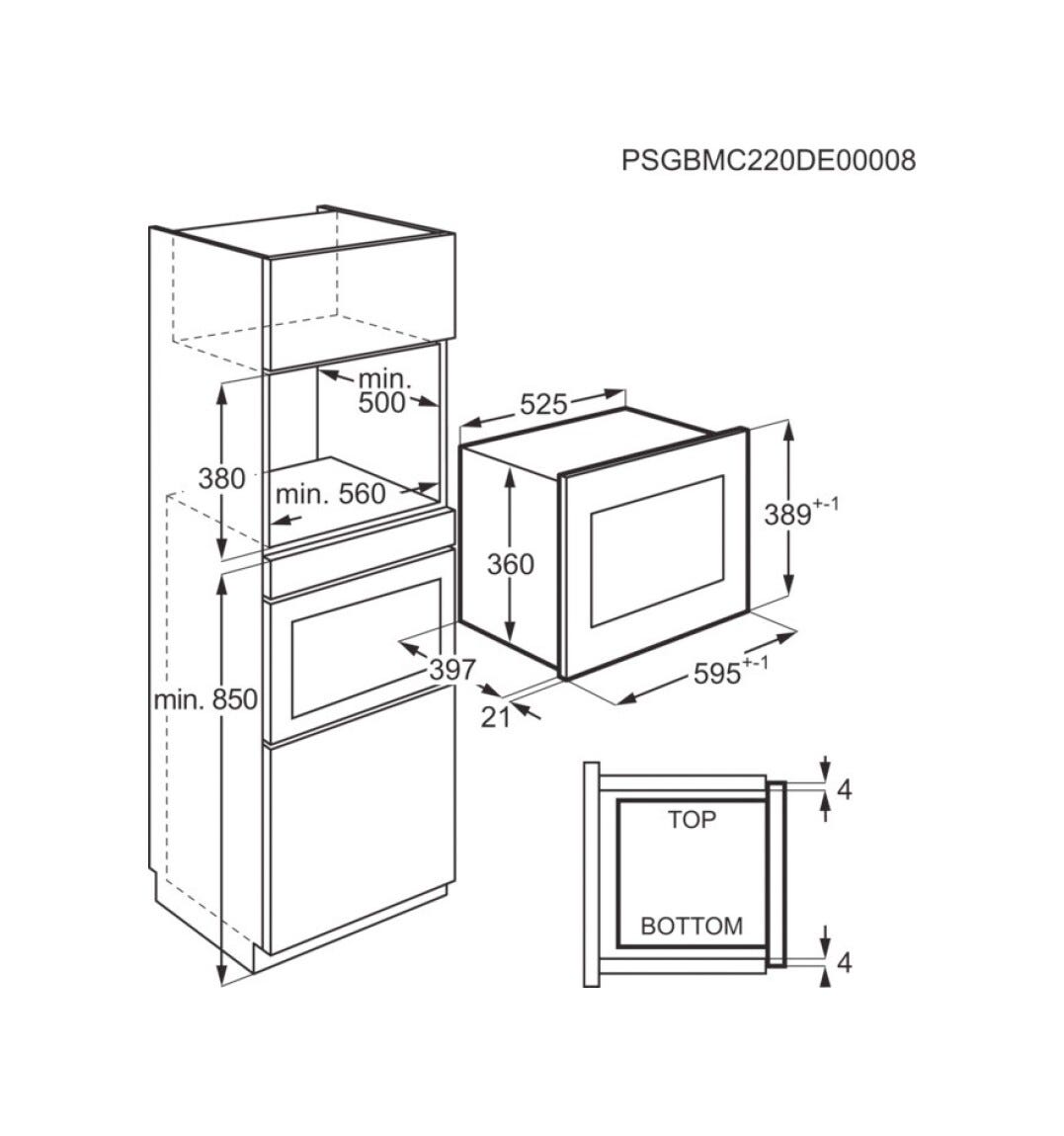 AEG OMB6G261TT Forno a microonde con grill da incasso cm. 60 h. 39 - Black Matt Glass
