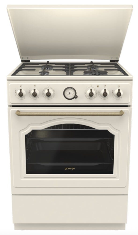 Gorenje GKS6C71CLI Cucina da accosto cm. 60 - 4 fuochi gas + 1 forno elettrico - beige