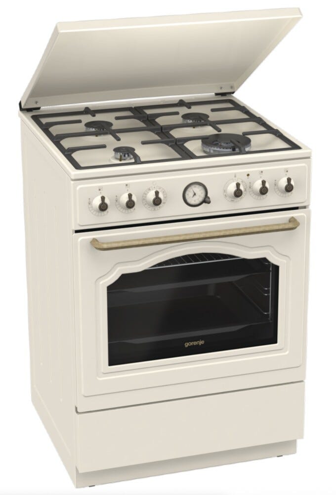 Gorenje GKS6C71CLI Cucina da accosto cm. 60 - 4 fuochi gas + 1 forno elettrico - beige