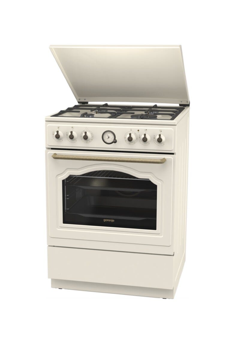 Gorenje GKS6C71CLI Cucina da accosto cm. 60 - 4 fuochi gas + 1 forno elettrico - beige