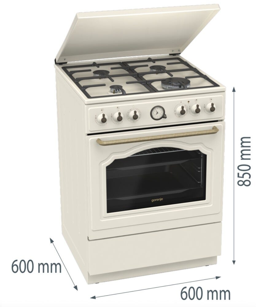 Gorenje GKS6C71CLI Cucina da accosto cm. 60 - 4 fuochi gas + 1 forno elettrico - beige