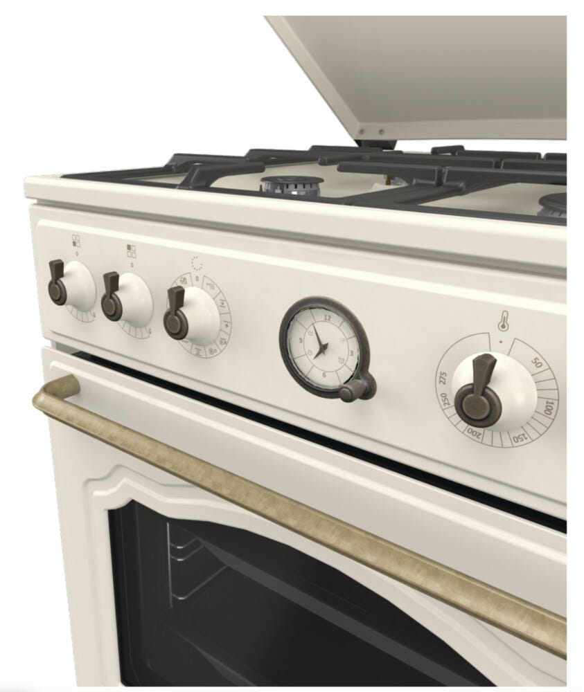 Gorenje GKS6C71CLI Cucina da accosto cm. 60 - 4 fuochi gas + 1 forno elettrico - beige