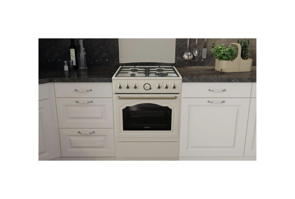 Gorenje GKS6C71CLI Cucina da accosto cm. 60 - 4 fuochi gas + 1 forno elettrico - beige