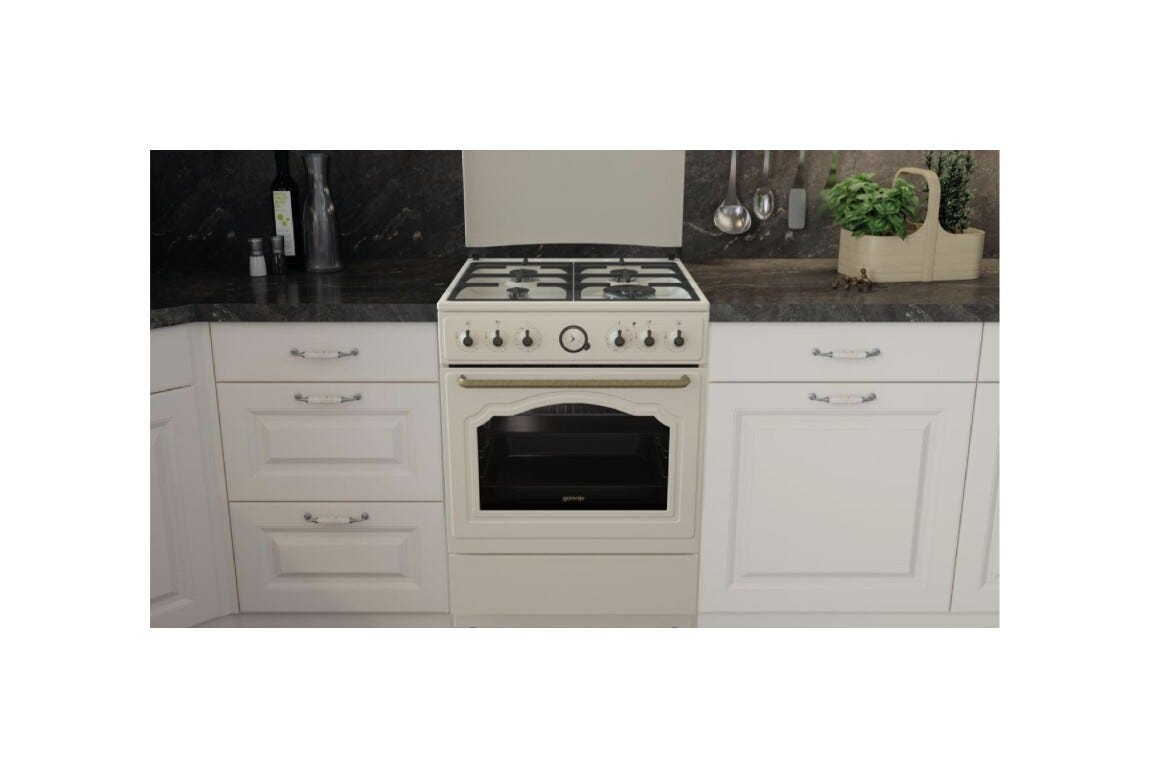 Gorenje GKS6C71CLI Cucina da accosto cm. 60 - 4 fuochi gas + 1 forno elettrico - beige