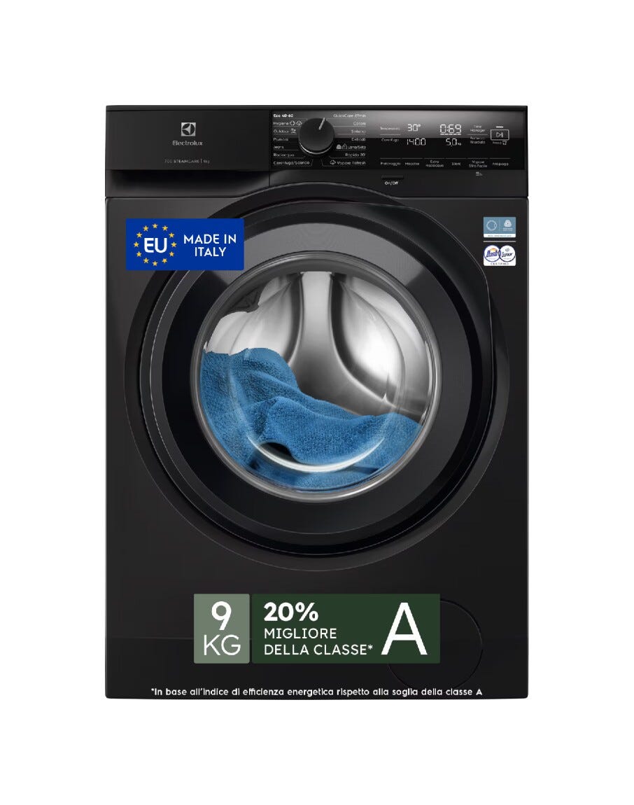 Electrolux EW7F49DG serie 700 SteamCare Lavatrice cm. 60 - capacità 9 kg - nero