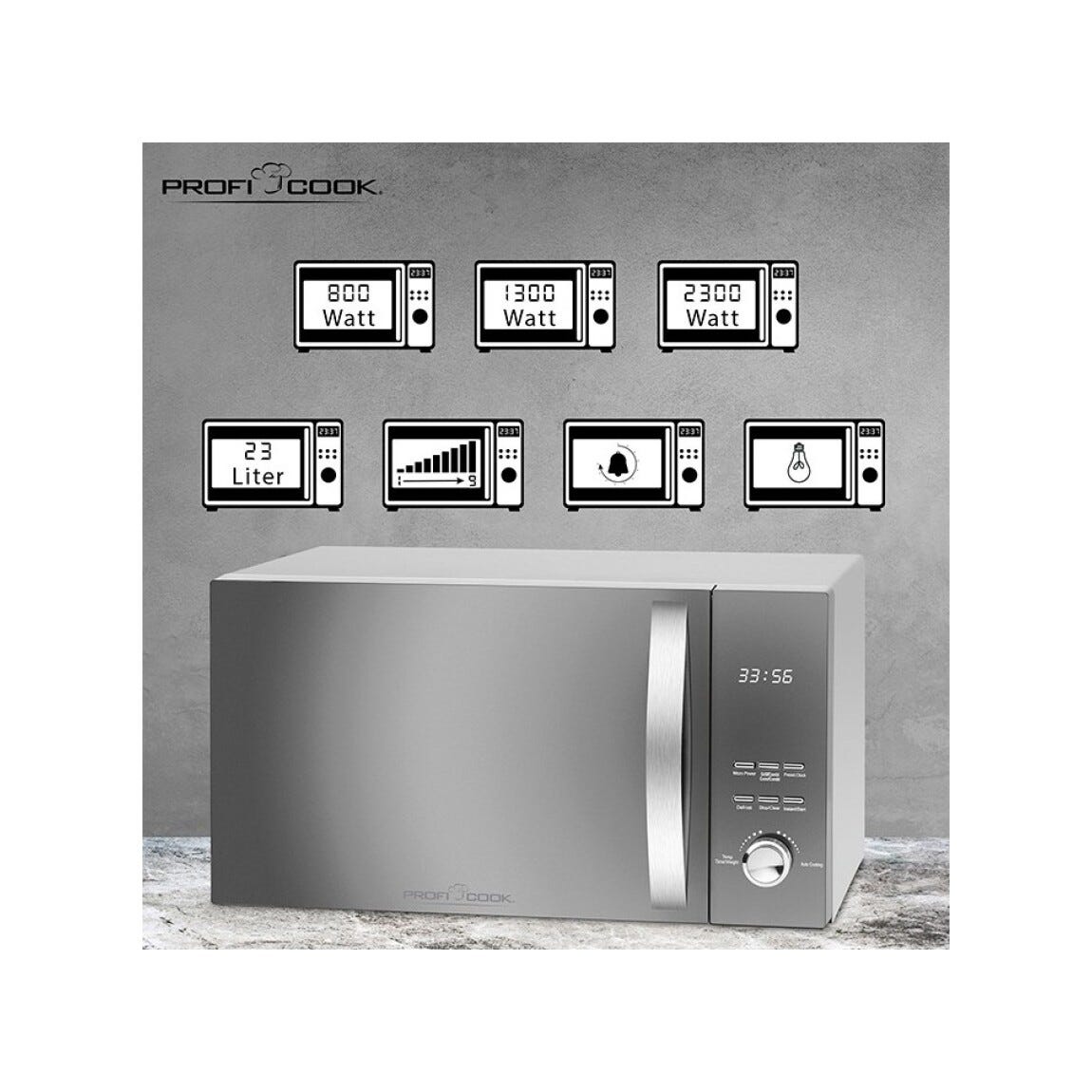 Proficook PCMWG1176 Forno a microonde cm. 54,2 - argento