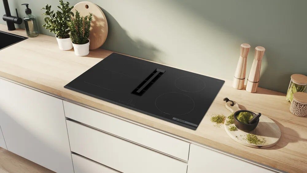 Bosch PVS831B16E 4 Piano cottura induzione con cappa integrata cm. 80 - vetro nero