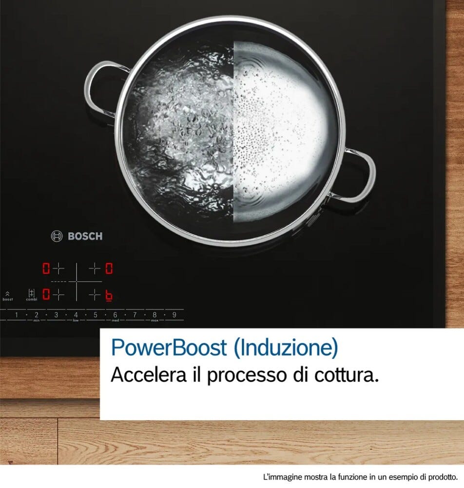 Bosch PVS831B16E 4 Piano cottura induzione con cappa integrata cm. 80 - vetro nero