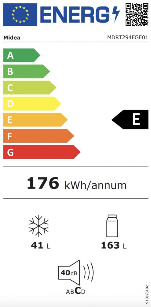 Midea MDRT294FGE01 Frigorifero con congelatore cm. 55 h. 143 - lt. 204 - bianco
