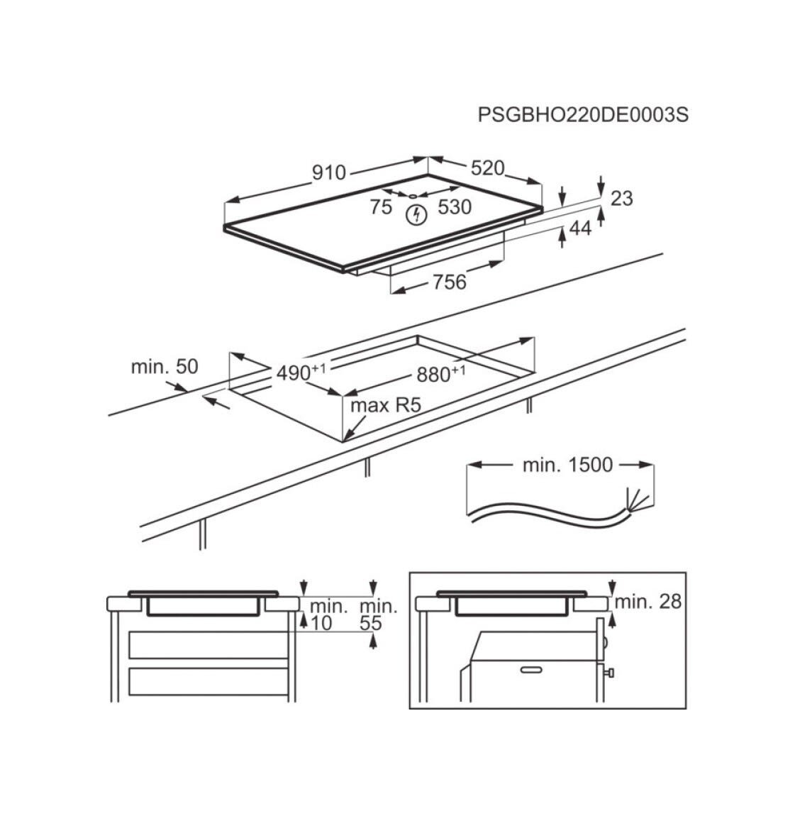 AEG TK95II08FB Serie 6000 FlexBridge Piano cottura a induzione cm. 90 - vetroceramica nero