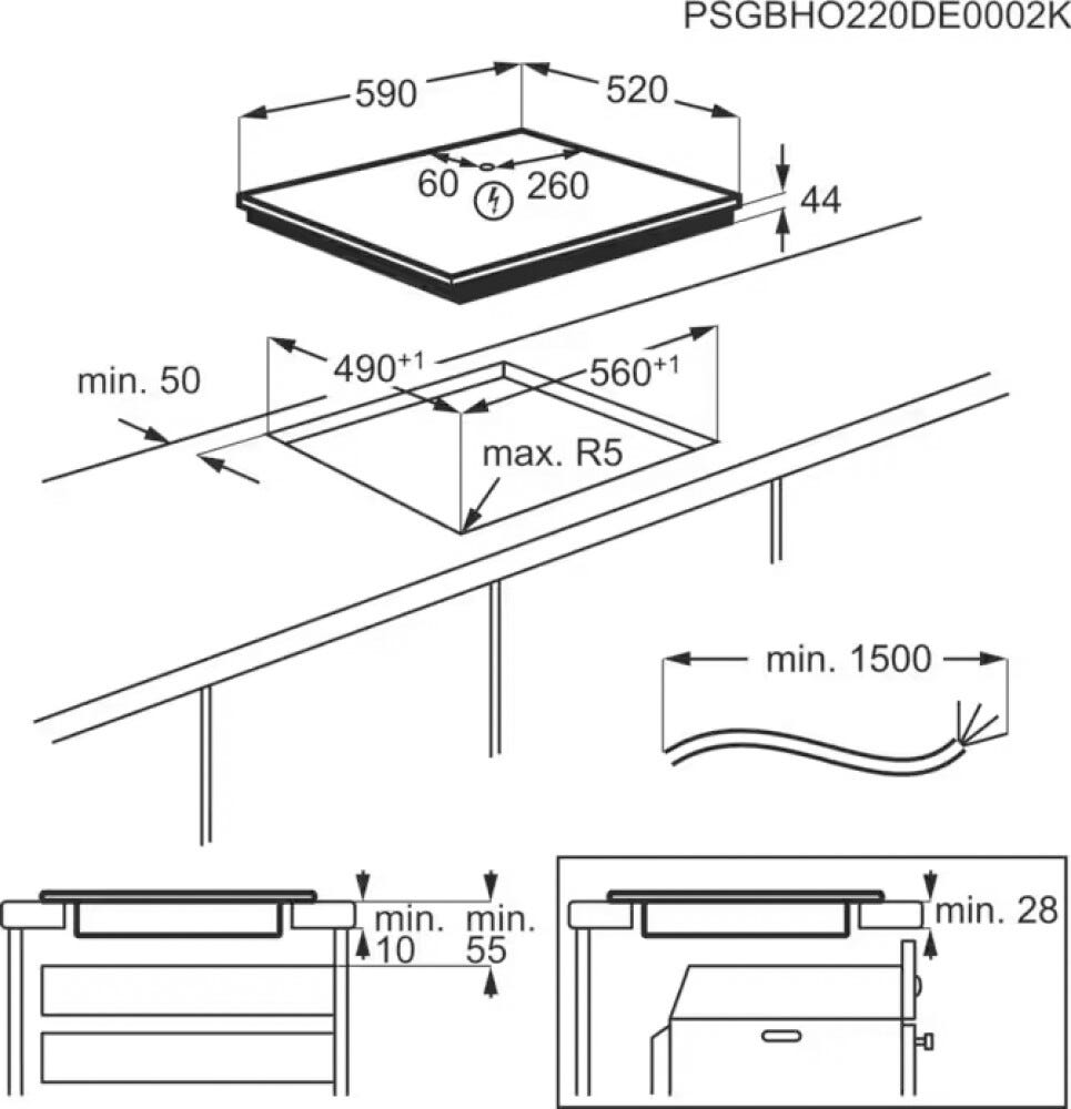 AEG TN64IA00FB Serie 5000 Piano cottura a induzione cm. 60 - vetroceramica nero