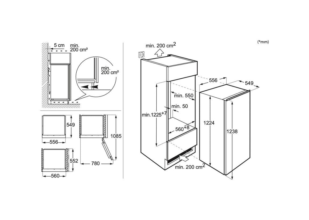 AEG TAB7N12EF Serie 7000 Congelatore da incasso monoporta cm. 56 h. 122 - lt. 122