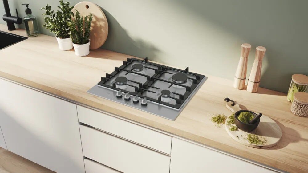 Bosch PCP6A5I90 6 Piano cottura a gas cm 60 - inox