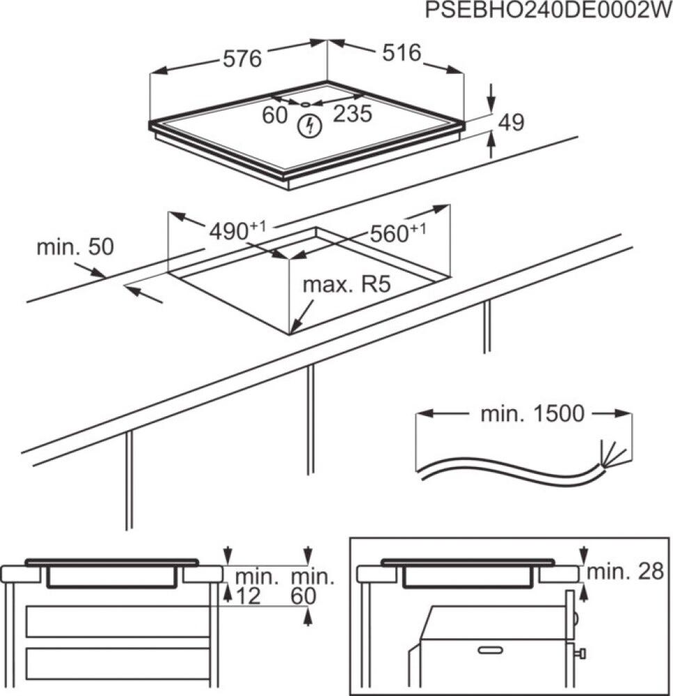 AEG TN64IA00XB Serie 5000 Piano cottura a induzione cm. 58 - vetroceramica nero