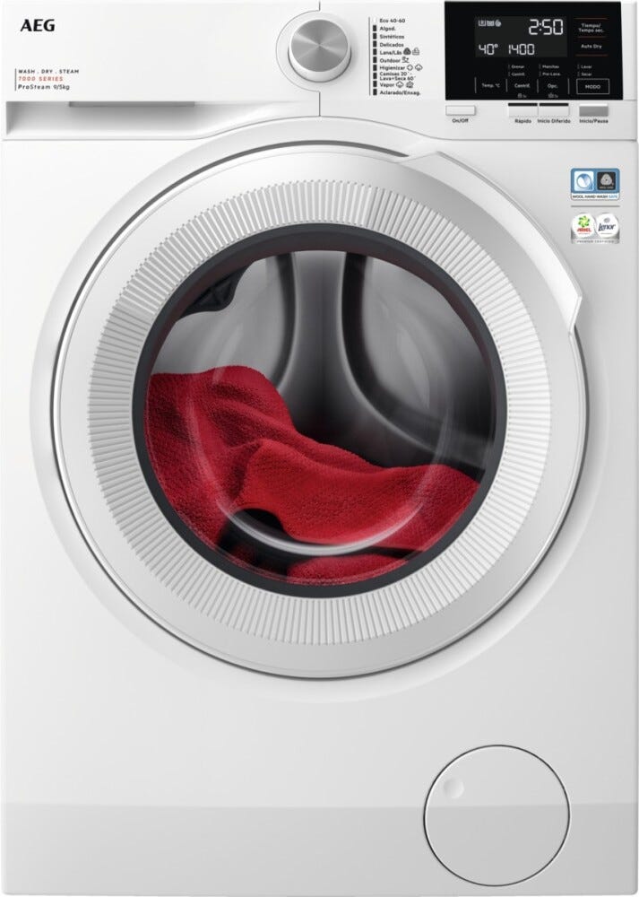 AEG LWR7194M2B Serie 7000 ProSteam® Lavasciuga cm. 60 - lavaggio 9 kg - asciugatura 5 kg - bianco