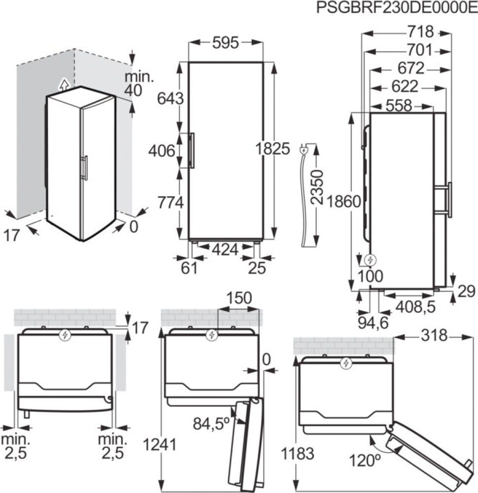 AEG ORK7M391EX Serie 7000 Frigorifero monoporta a libera installazione cm. 60 h. 186 - lt. 390 - inox antimpronta
