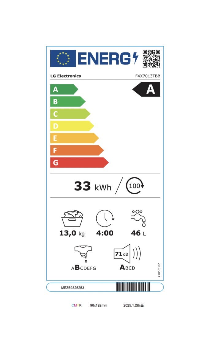 LG F4X7013TBB Serie X7 Lavatrice cm. 60 - capacità 13 kg - nero