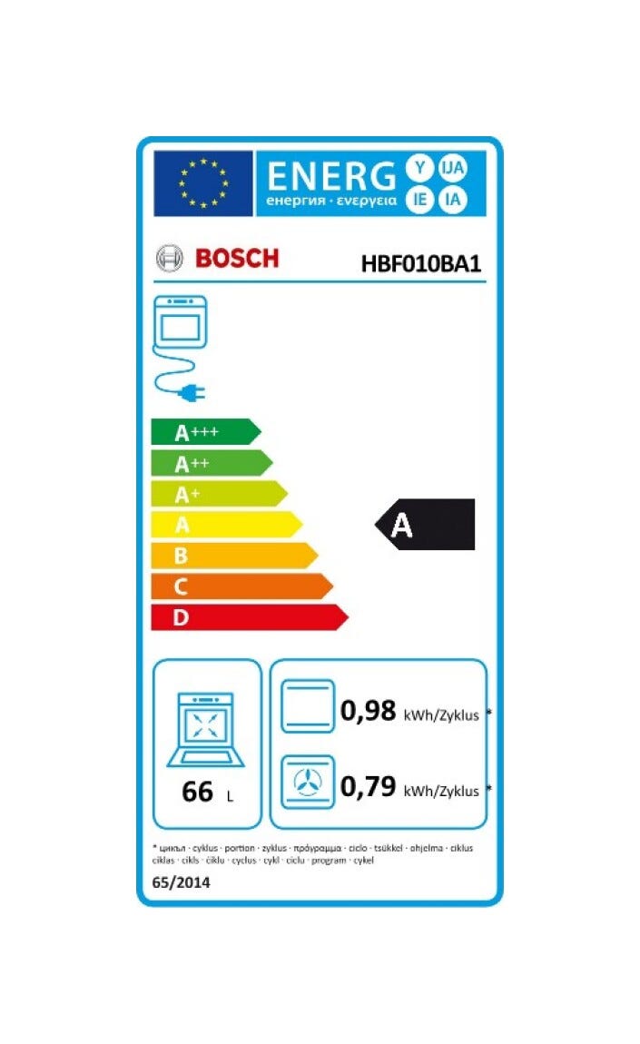 Bosch HBF010BA1 Serie 2 Forno elettrico multifunzione cm 60 - nero