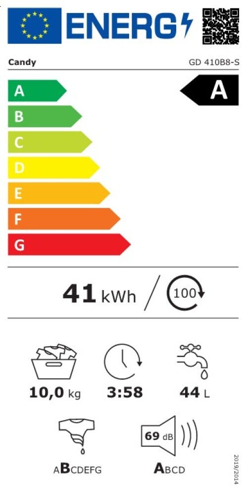 Candy GD 410B8-S ProWash 300 Lavatrice cm. 60 - capacità 10 kg - bianco