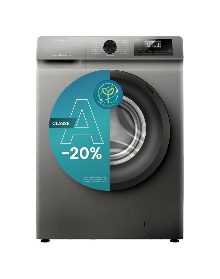 Hisense WF1Q8041BT Lavatrice cm. 60 - capacità 8 kg - titanio