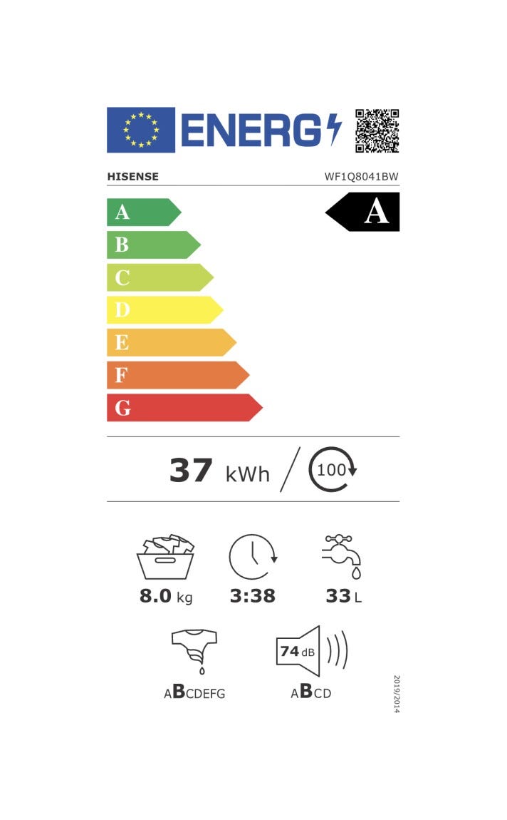 Hisense WF1Q8041BW Lavatrice cm. 60 - capacità 8 kg - bianco