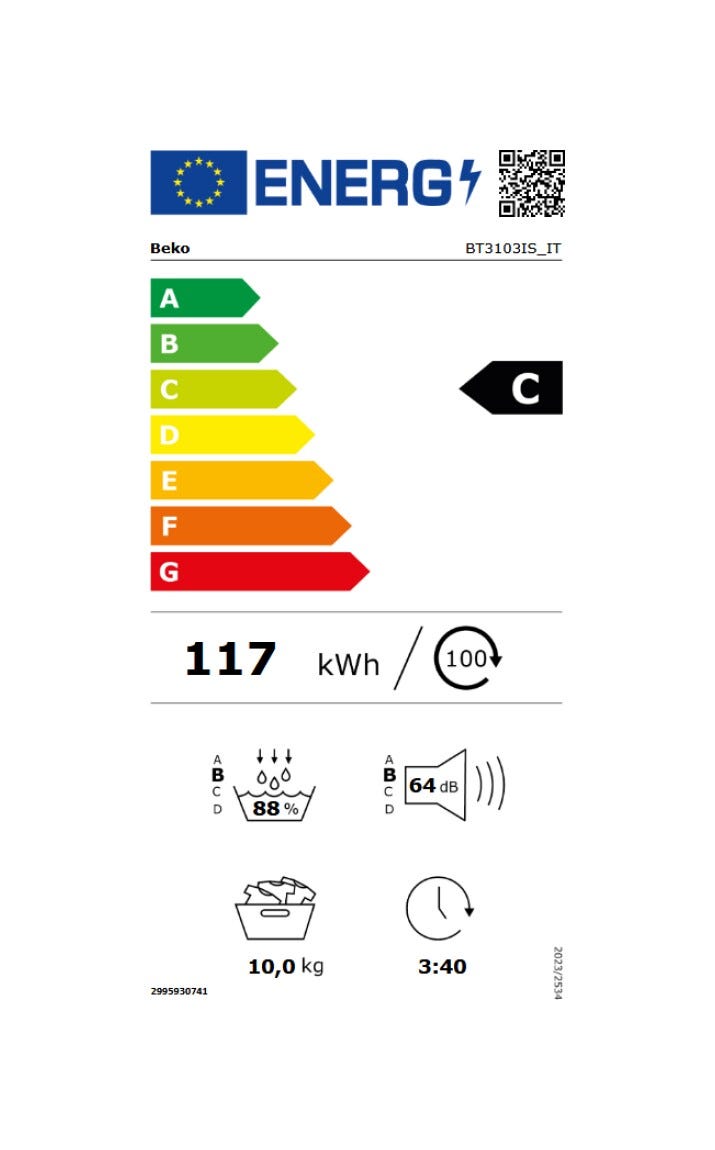 Beko BT3103IS_IT Asciugatrice cm. 60 - capacità 10 kg - bianco