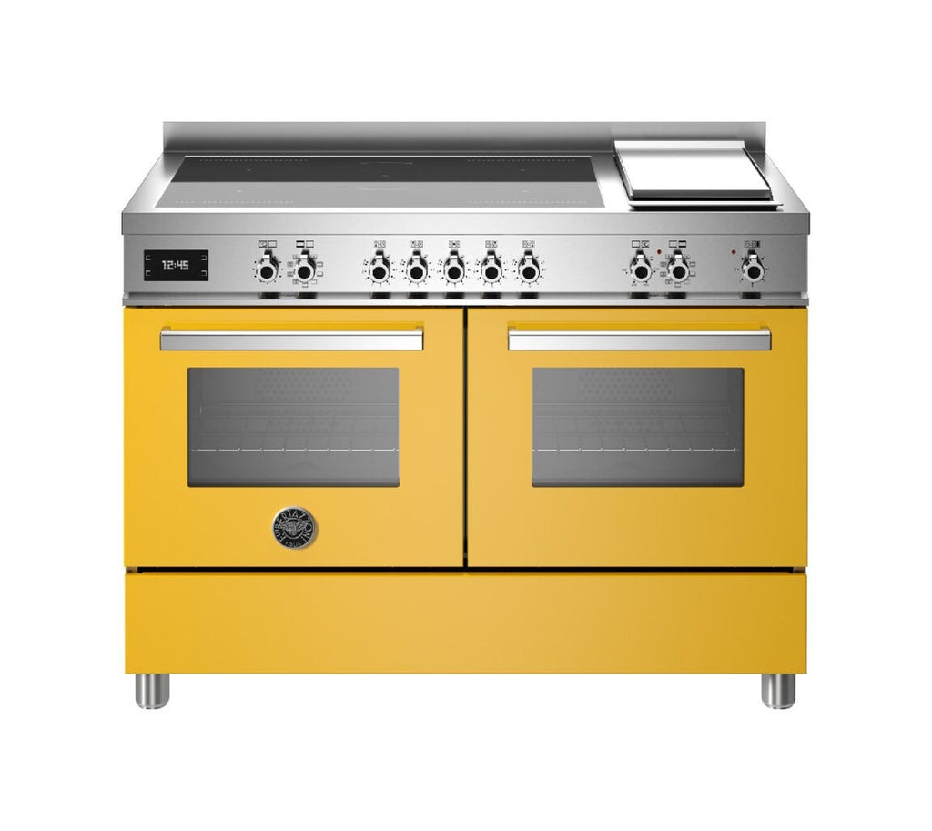 Bertazzoni PRO125I2EGIT Professional Cucina da accosto cm. 120 - 5 zone induzione + 1 piastra elettrica + 2 forni elettrici - scaldavivande - giallo