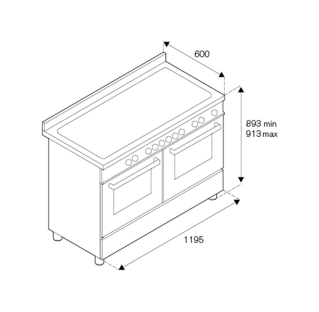 Bertazzoni PRO125I2EXT Professional Cucina da accosto cm. 120 - 5 zone induzione + 1 piastra elettrica + 2 forni elettrici - scaldavivande - inox