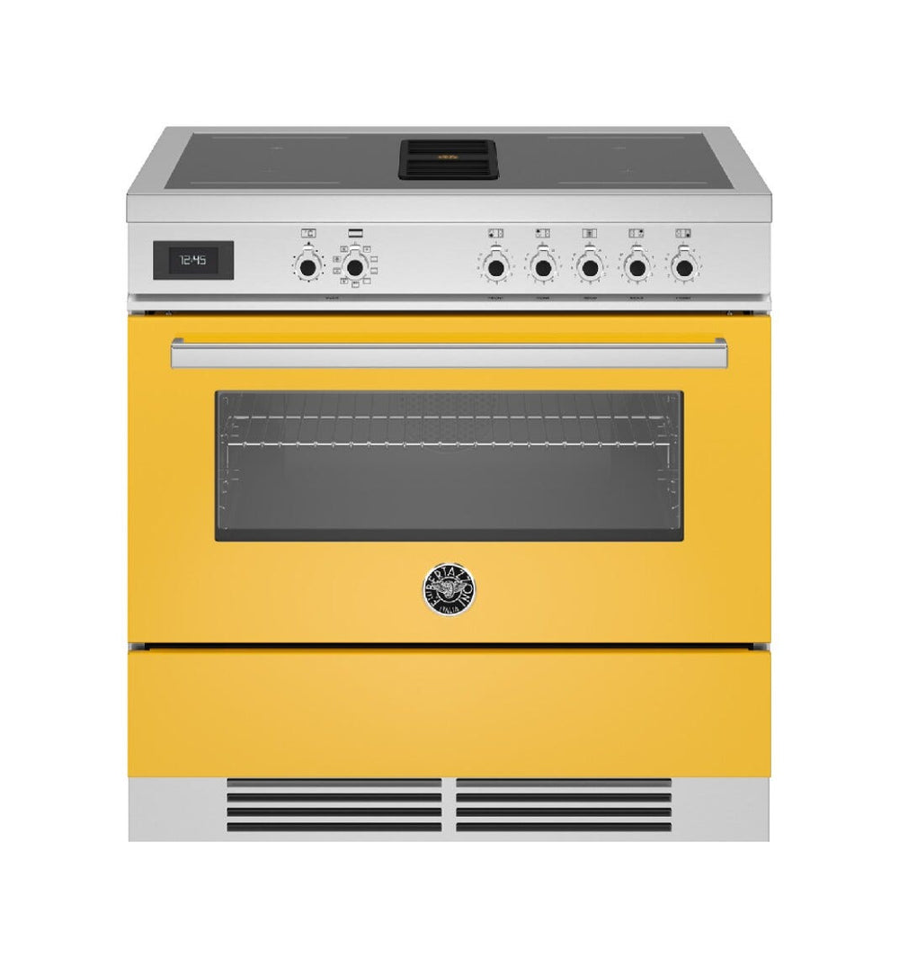Bertazzoni PROCH94I1EGIT Professional Cucina da accosto cm. 90 - 4 zone induzione + 1 forno elettrico + cappa aspirante - giallo