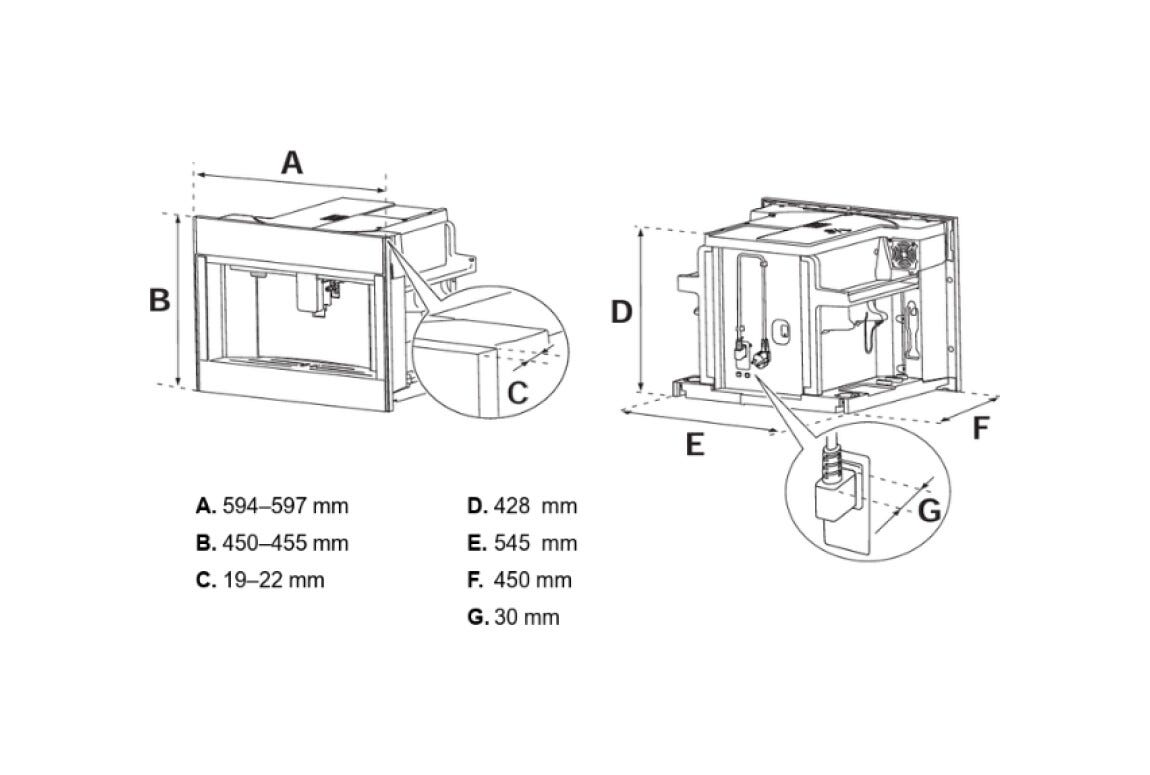 Bertazzoni CM45MOD2WTB Modern Macchina da caffè da incasso cm. 60 - vetro nero