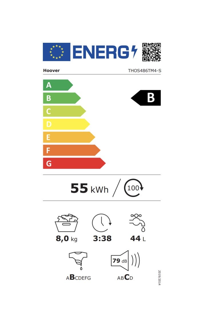 Hoover THOS486TM4-S Lavatrice a carica dall'alto cm. 41 - capacità 8 kg - bianco