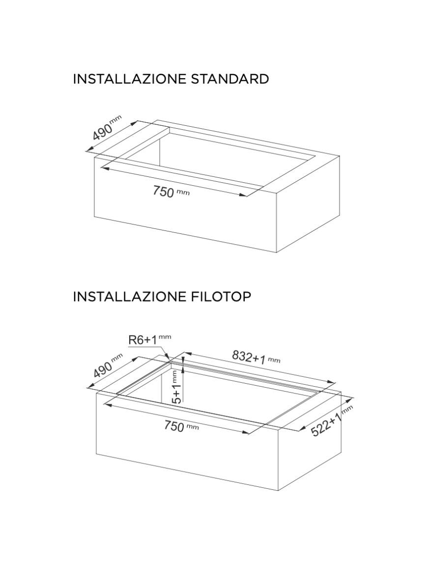 Faber GALILEO BOLD A830 Piano cottura induzione cm. 83 con cappa integrata da 630 m3/h - versione aspirante - vetroceramica nero