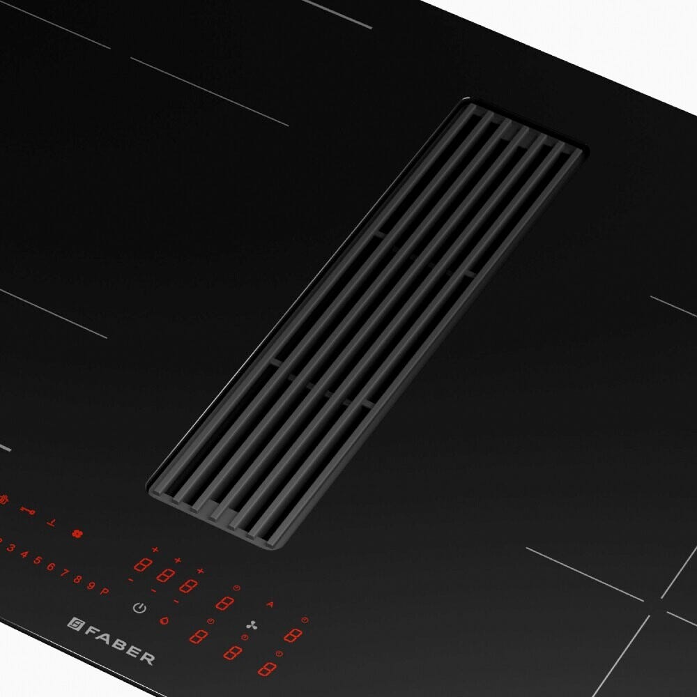 Faber GALILEO LINEAR A830 Piano cottura induzione cm. 83 con cappa integrata da 630 m3/h - versione aspirante - vetroceramica nero