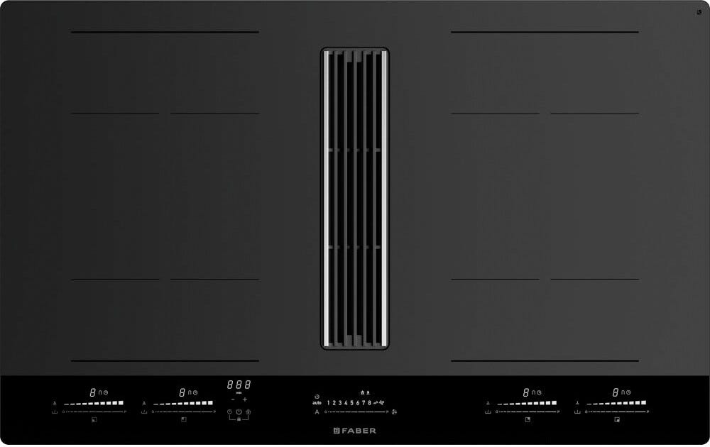 Faber GALILEO STRIPES A830 Piano cottura induzione cm. 83 con cappa integrata da 600 m3/h - versione aspirante - vetro nero