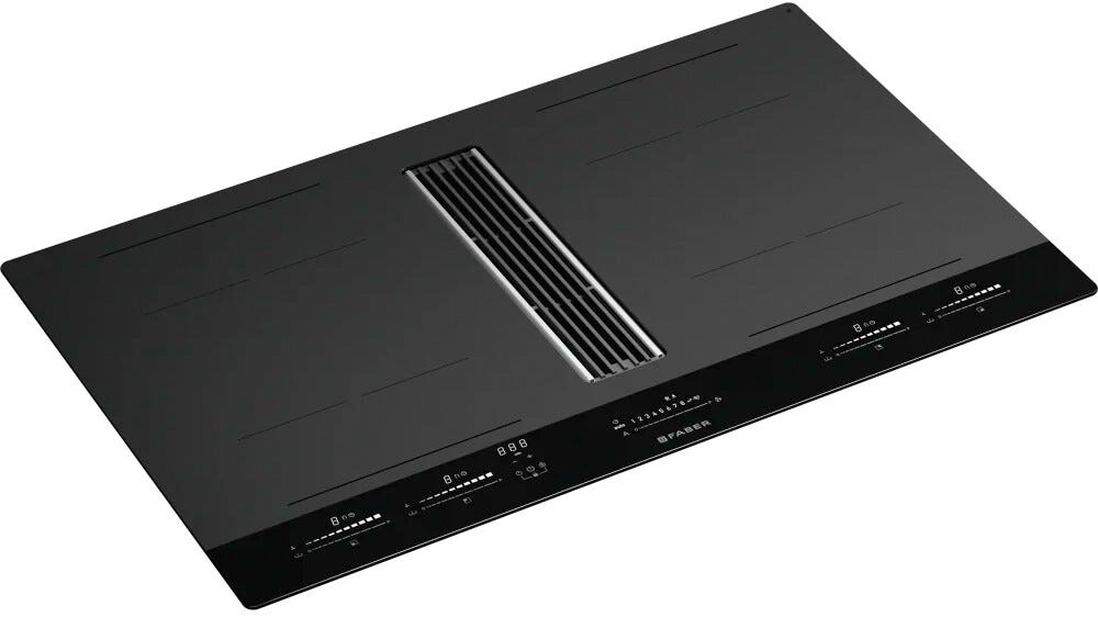 Faber GALILEO STRIPES A830 Piano cottura induzione cm. 83 con cappa integrata da 600 m3/h - versione aspirante - vetro nero