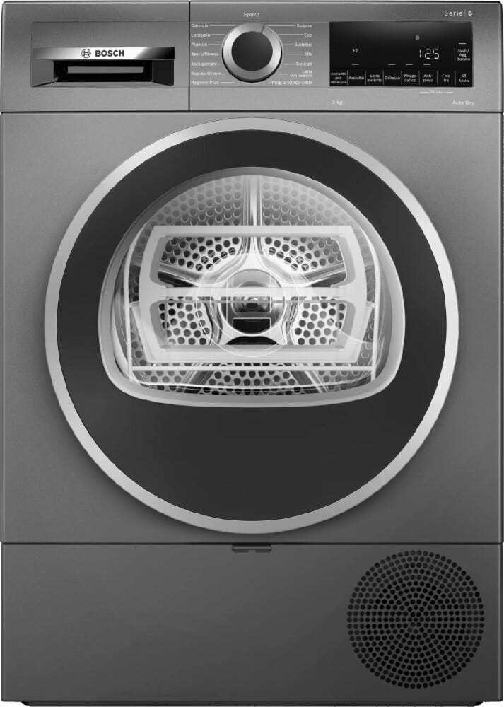 Bosch WQG243DRII Serie 6 Asciugatrice libera installazione a pompa di calore 9 kg, Home Connect, Super40, antracite